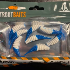 Troutbaits TOCINO Gummiköder für Forelle in der Farbe Weiß Blau (ULFC)