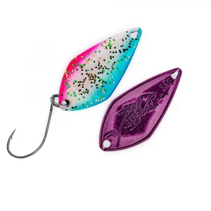 ALT-Text: PROBAITS Floki 2,5 g Trout Spoon Blau Weiß Pink UV Neon Holo für Forellen