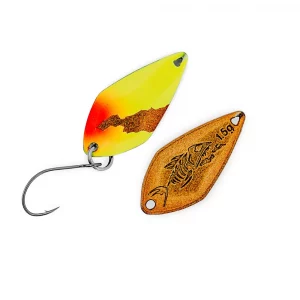 PROBAITS Floki-chen 1,5 g Trout Spoon Gelb Gold UV Neon Holo – Forellen Spoon für Trout Area und Forellensee