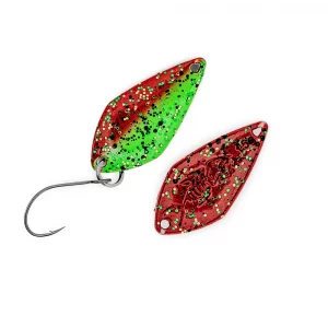 PROBAITS Floki-chen 1,5 g Trout Spoon Grün Braun UV Neon – Forellen Spoon für Trout Area und Forellensee