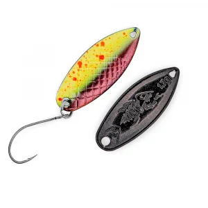 PROBAITS Hurricane Scale Trout Spoon 1,7g Lila Gelb UV Neon Flipflop – Forellen Spoon für Trout Area und Forellensee
