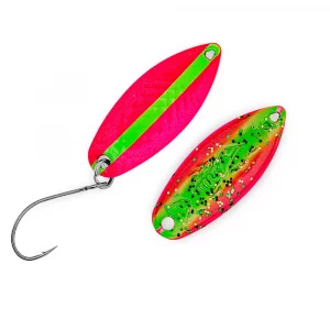 PROBAITS Hurricane Scale Trout Spoon 1,7g Pink Grün UV Neon Holo – Forellenblinker für Trout Area und Forellensee