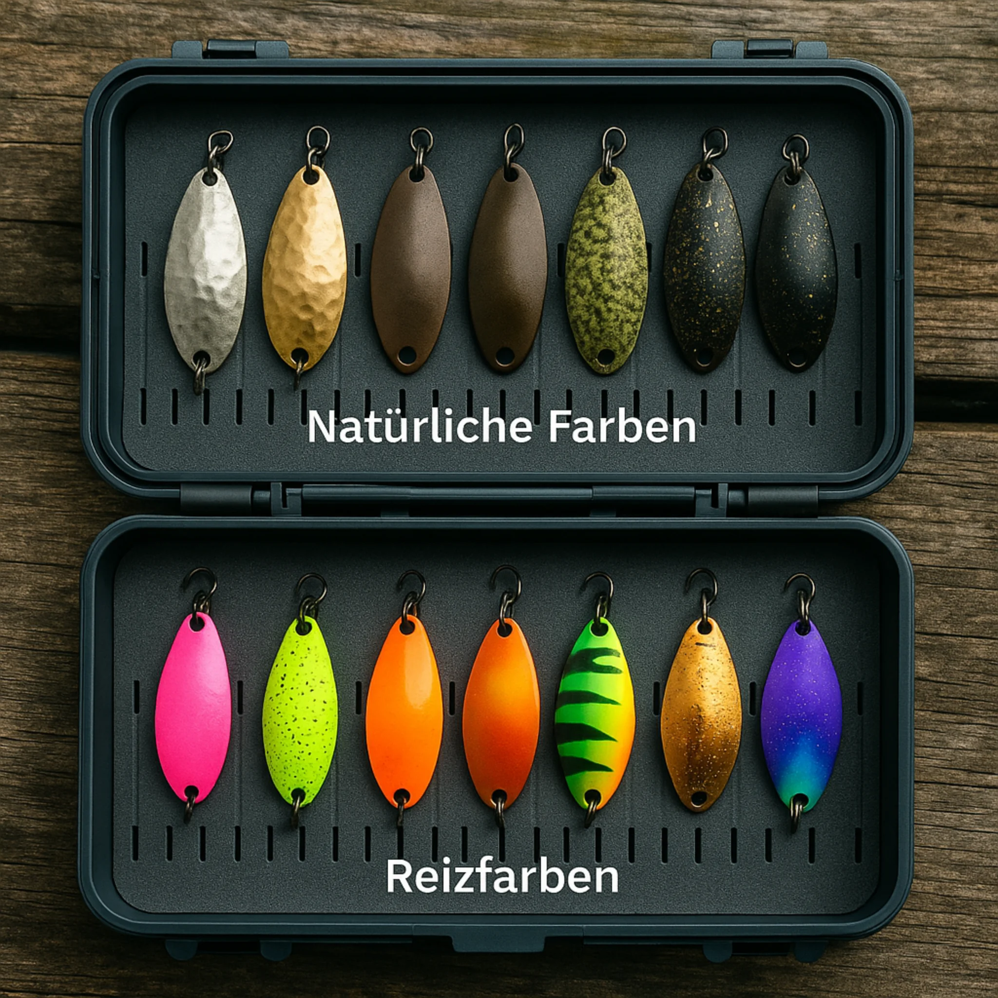 Forellen Spoons in natürlichen Farben und Reizfarben – richtige Farbwahl bei Wetterwechsel