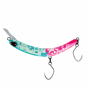 PROBAITS Tumbling Banana Glow Babyblau Pink Forellenköder mit auffälligem Farbverlauf und Einzelhaken