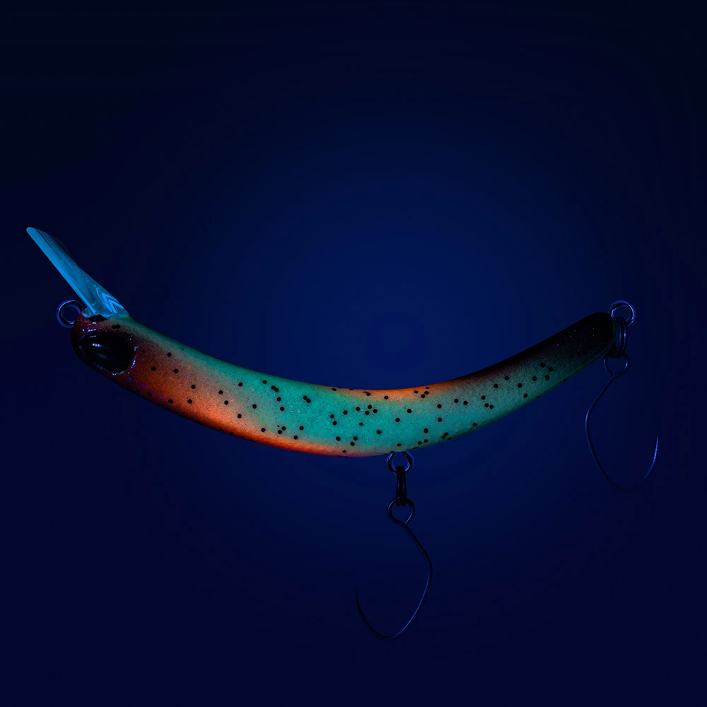 PROBAITS Tumbling Banana Schwarz Orange UV Forellenwobbler mit UV Effekt