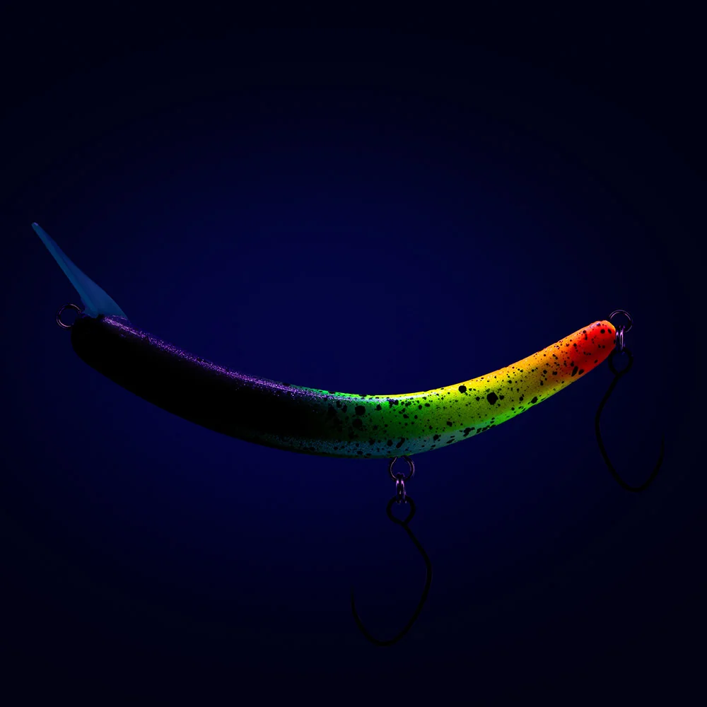PROBAITS Tumbling Banana Silent 56 mm UV Forellen Wobbler Gold Weiß Orange mit UV Effekt