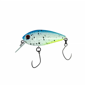 PROBAITS Spader 39 mm Forellenwobbler Blau Weiß Gelb mit Rassel